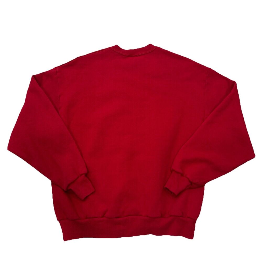Jerzees Mouse Mistletoe Crewneck Sweater L Red VTG 80s 90s Christmas Denise - Picture 2 of 6
